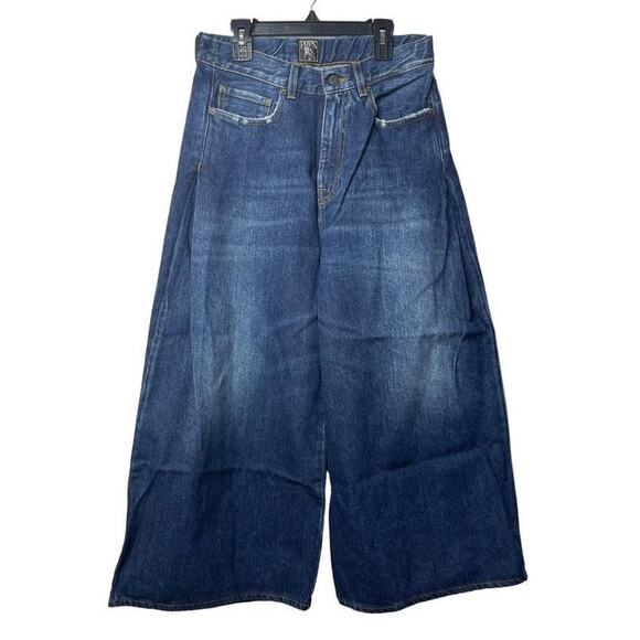 PRPS Women's Gaucho Cropped Wide Leg Jeans Dark Wash 100% Cotton Size 26 New - Picture 2 of 16